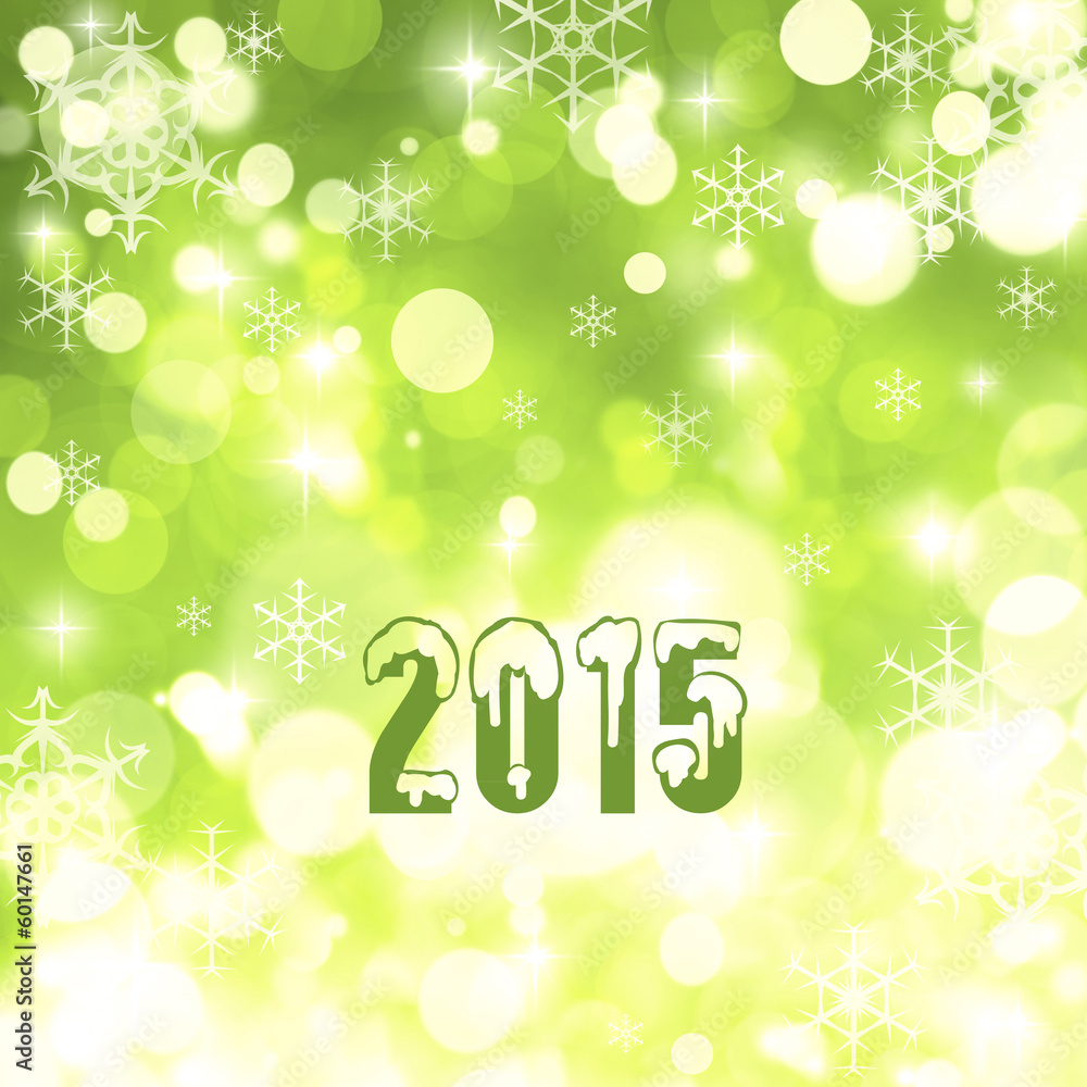 Hintergrund mit Lichtern und Schneeflocken für das Jahr 2015