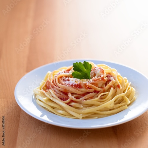 Pasta mit Parmesankäse und Tomatensauce
