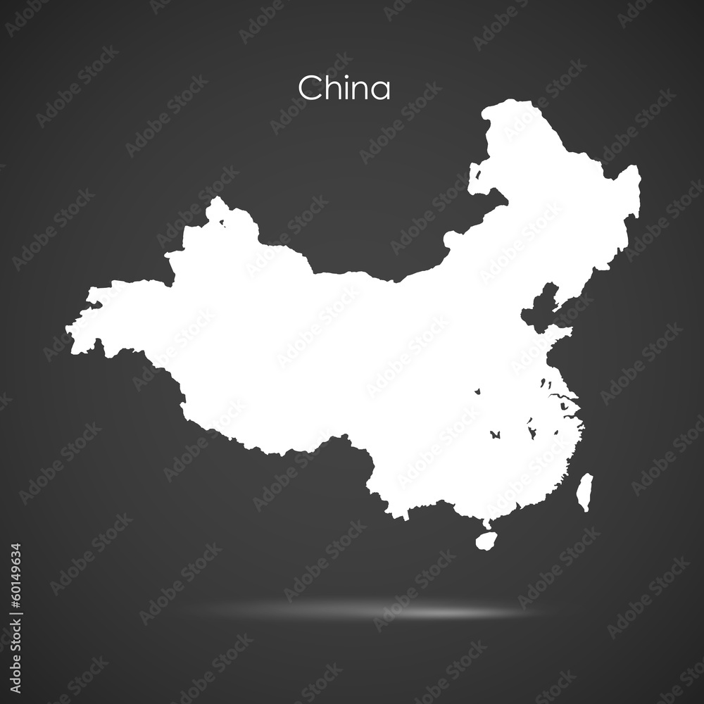 Silhouette of China over grey background. Vector design