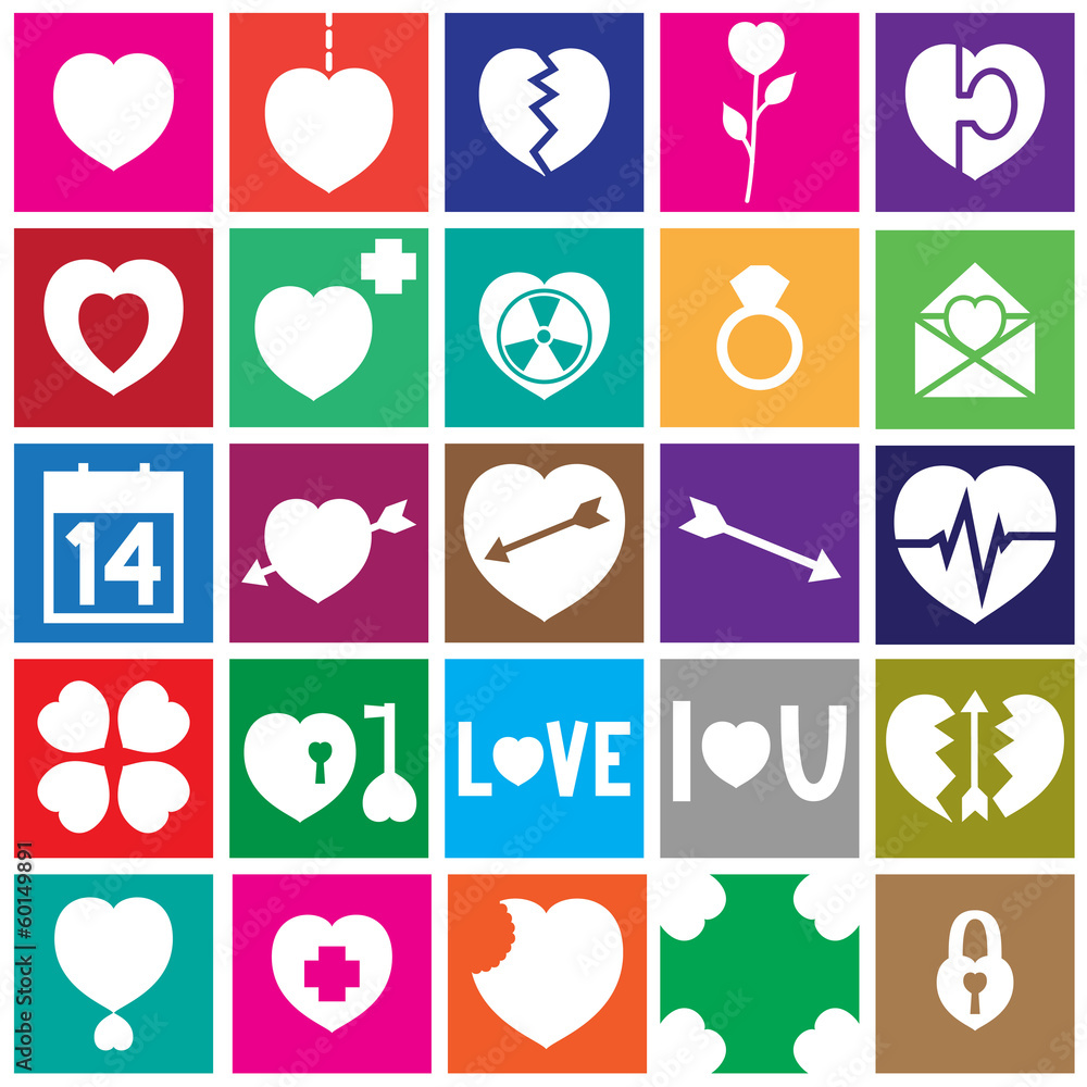Valentine Flat Design Square Icons Valentine Flat Design Square Icons