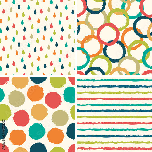 Seamless hipster backgrounds in retro colors
