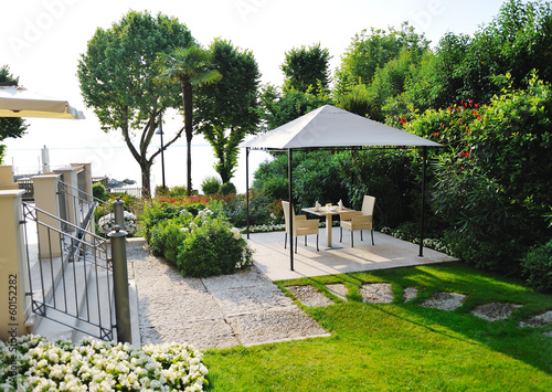 beautiful garden in a villa on Garda Lake photo