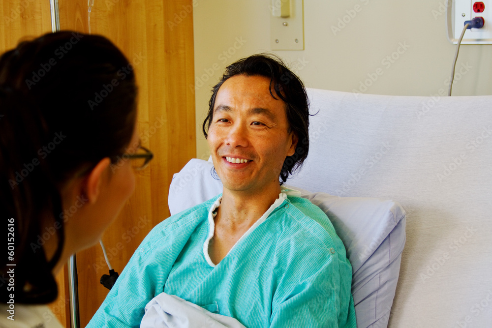 Patient smiling with nurse Patient smiling with nurse