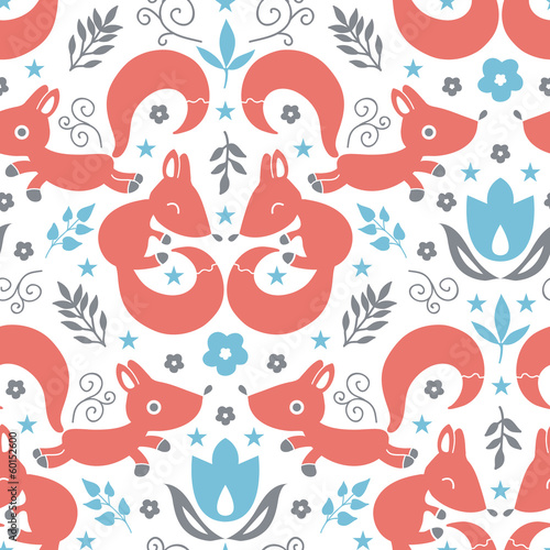 vector cute foxes seamless pattern background