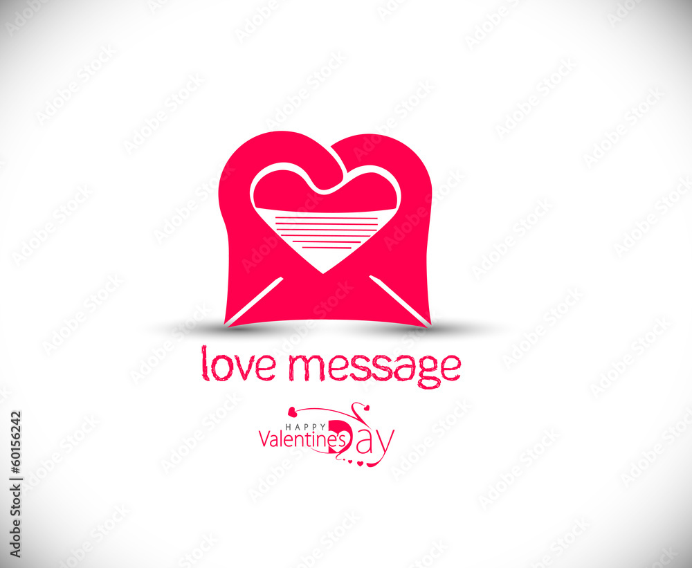 Love message with heart shape, isolated vector symbol