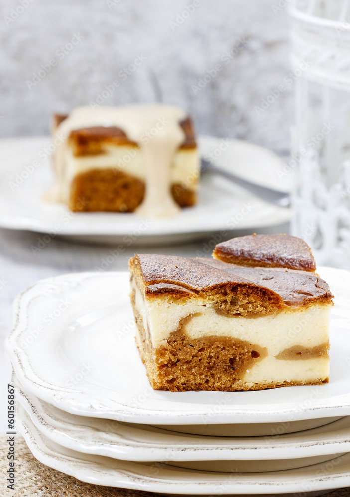 Piece of toffee and vanilla cake Piece of toffee and vanilla cake