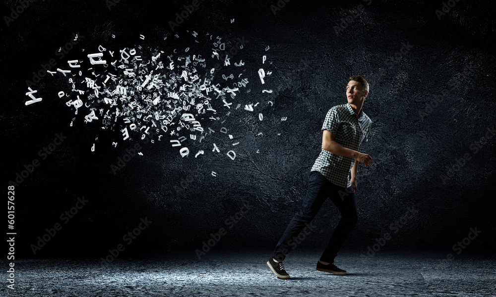 Man running away