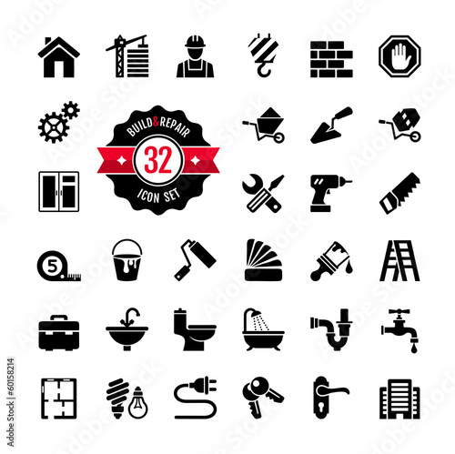 Web icon set - building, construction and home repair tools