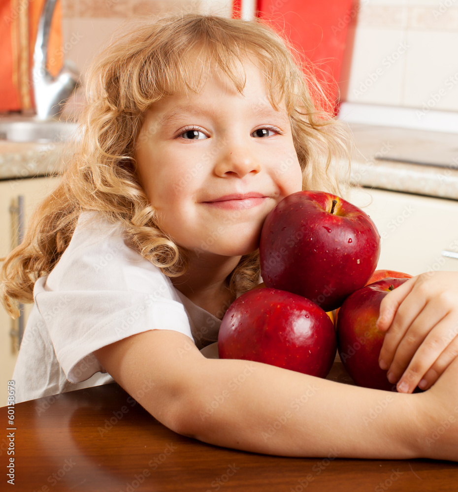 Fototapeta premium Child with apple
