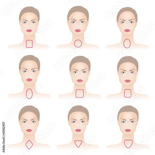 Shapes of woman face with lines