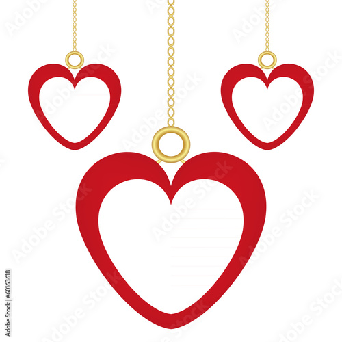 three banners in the shape of heart