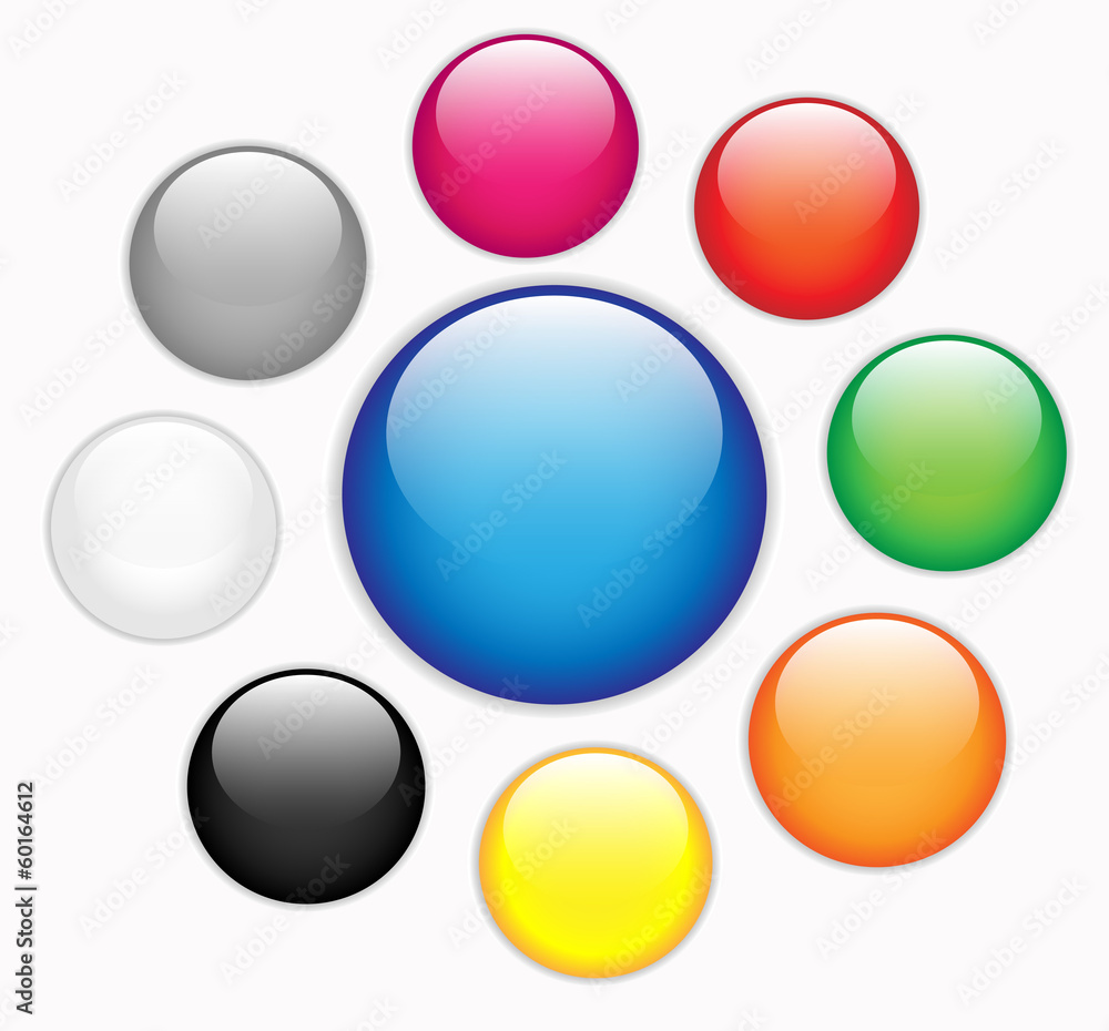Collection of colorful blank round glossy web buttons VECTOR