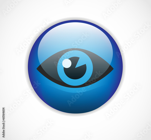 Blue button with eye vector