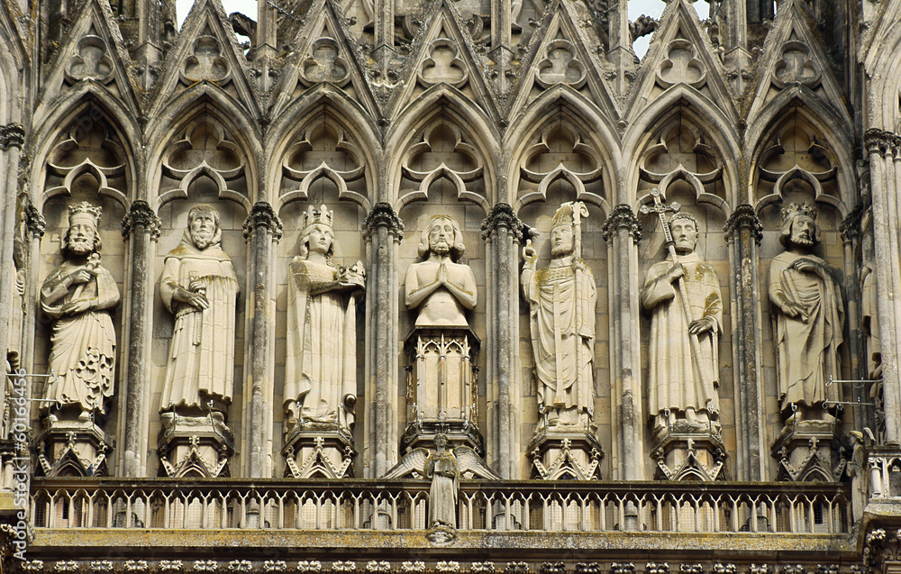 Detail of the facade of the cathedral of Notre-Dame de Reims