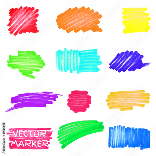 Set of vector colored marker spots
