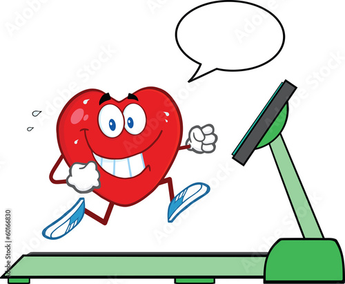 Healthy Heart Running On A Treadmill With Speech Bubble