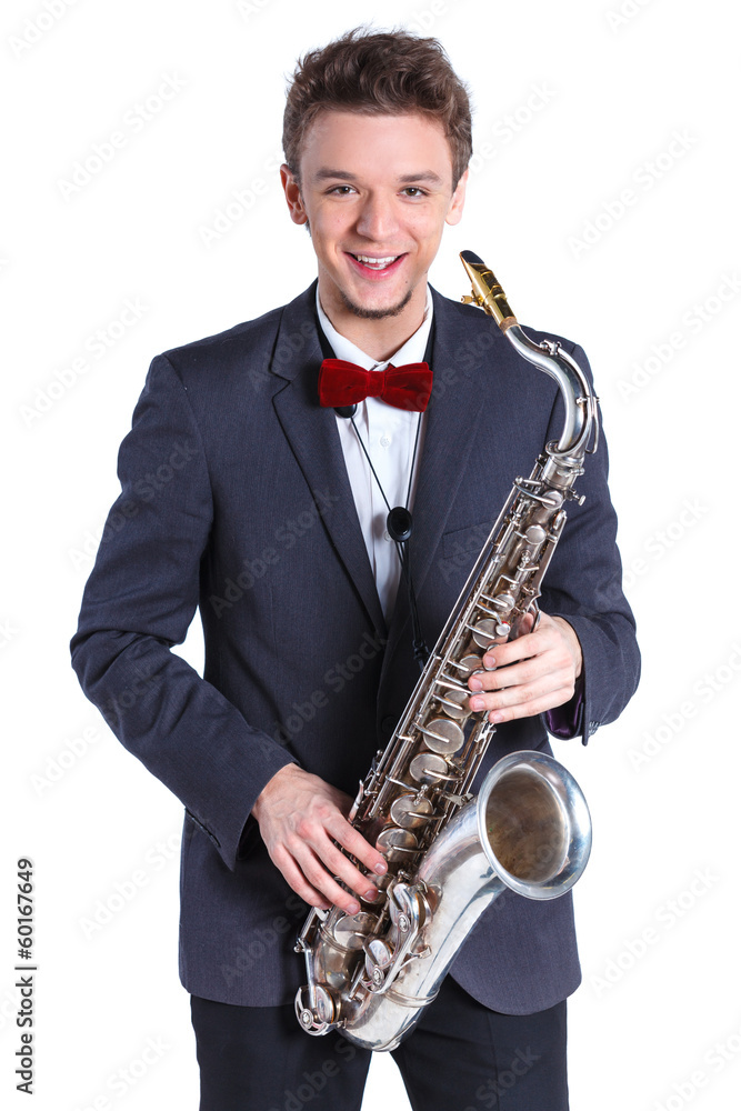 Naklejka premium Man with saxophone