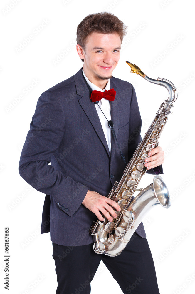 Fototapeta premium Man with saxophone