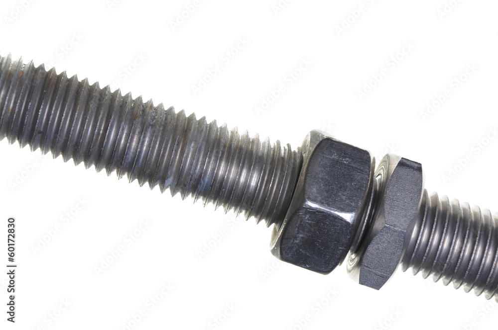 Bolt and nuts isolated on white background Bolt and nuts isolated on white background