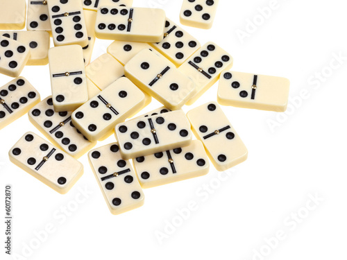 above view of scattered dominoes