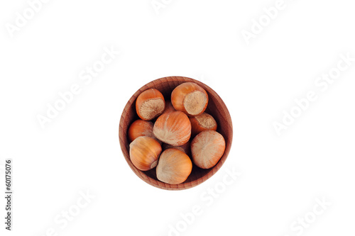 Huzelnuts in a wooden bowl