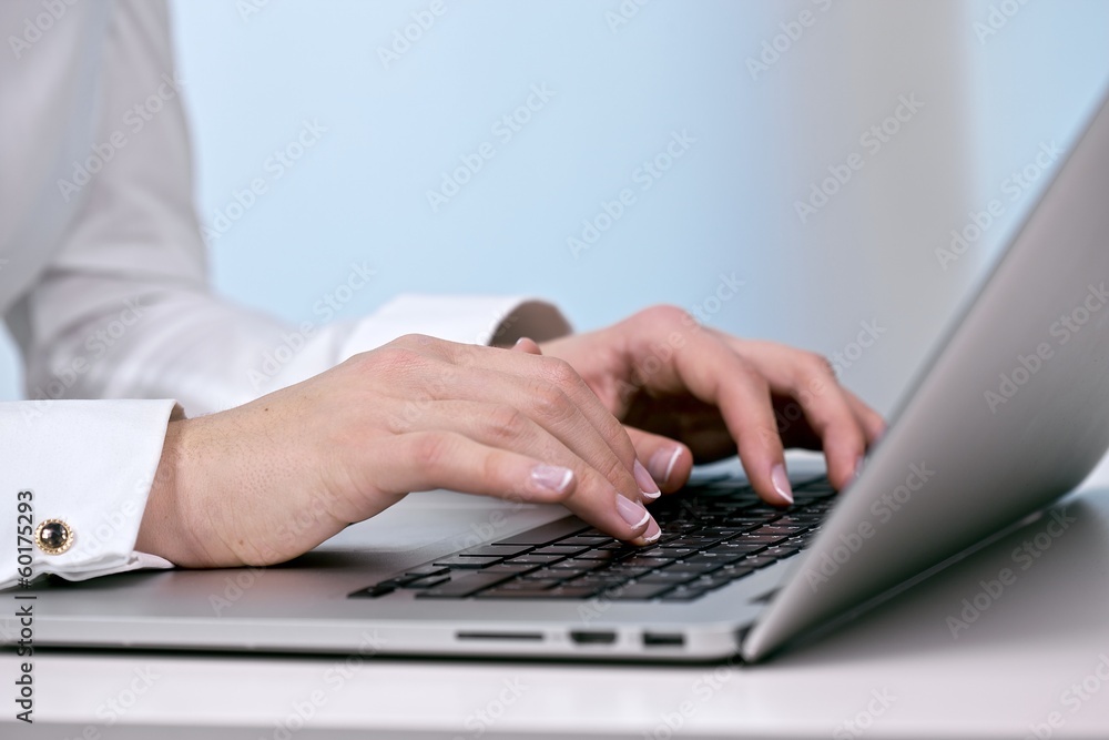 Business woman typing on a laptop. Business woman typing on a laptop.