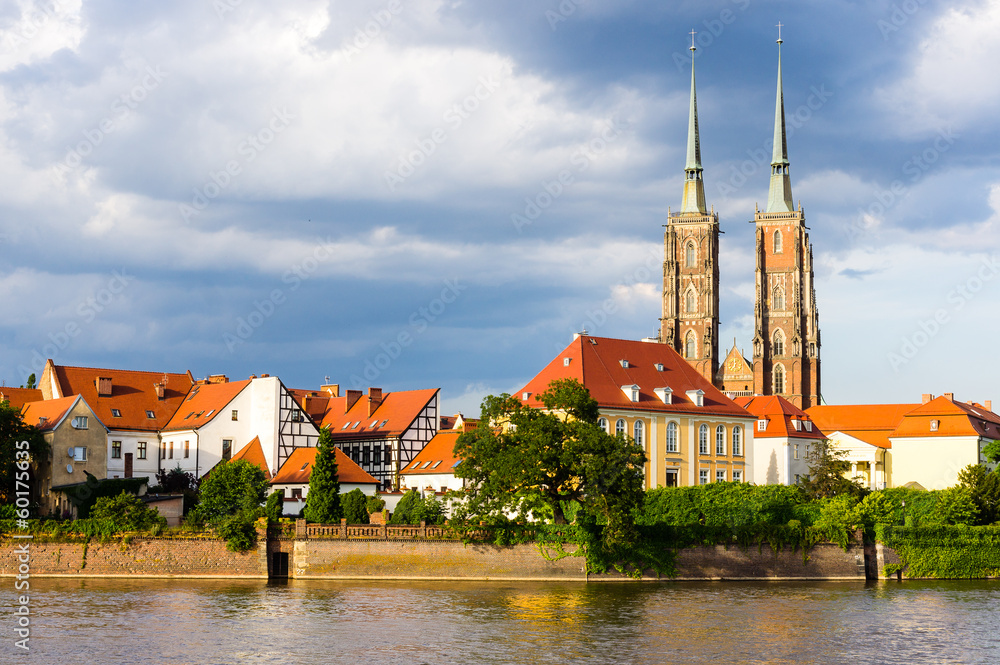 Fototapeta premium Cathedral on the Tumski island in Wroclaw, Poland