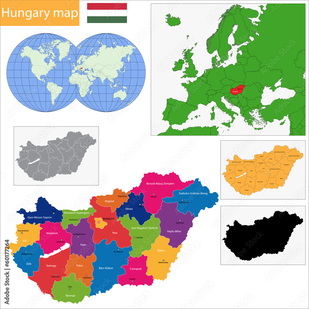 Naklejka premium Hungary map