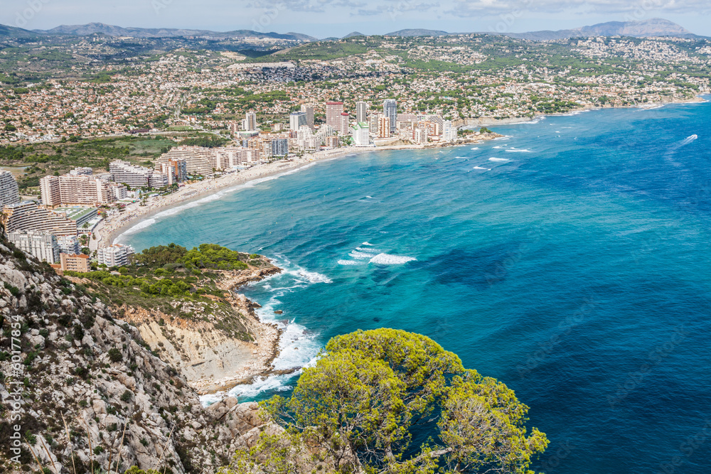 Coastline of Mediterranean Resort Calpe, Spain with Sea and Lake