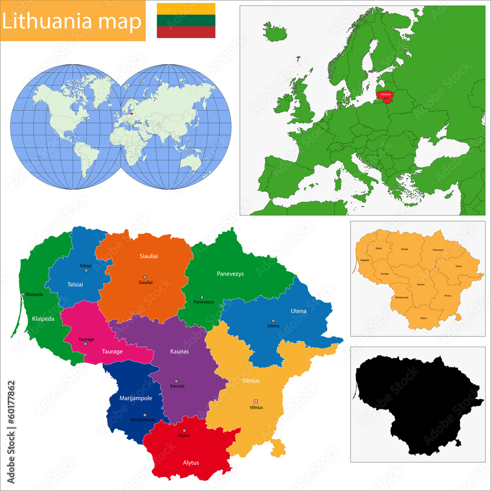 Obraz premium Lithuania map