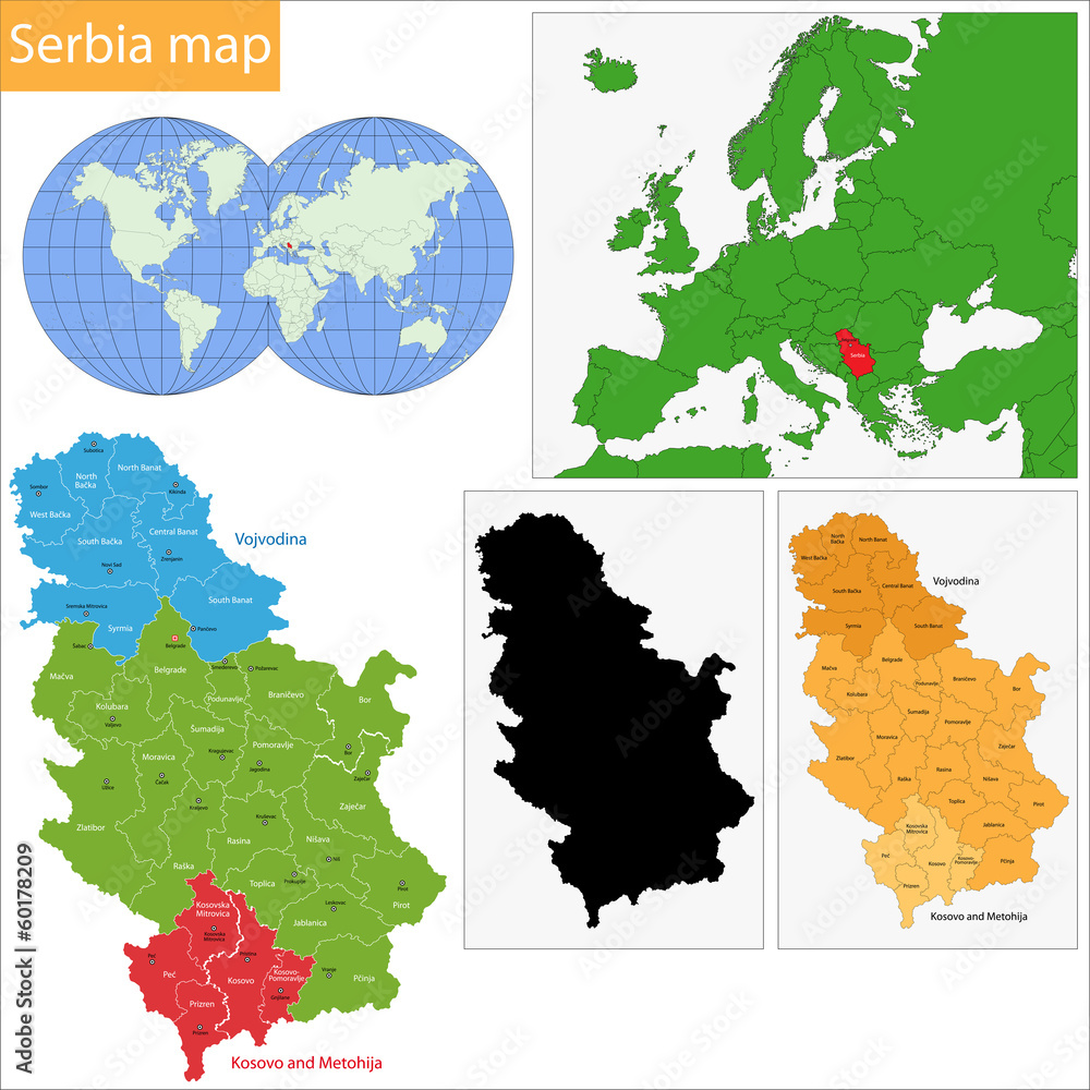 Obraz premium Serbia map