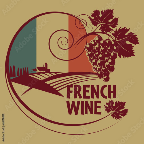 Grunge rubber stamp or label with words French Wine
