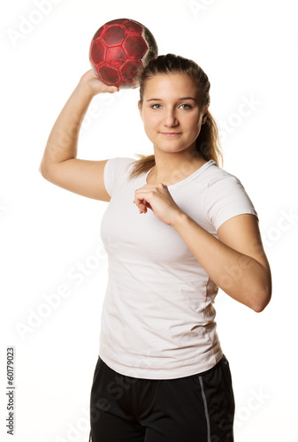 Handballerin beim Anwurf