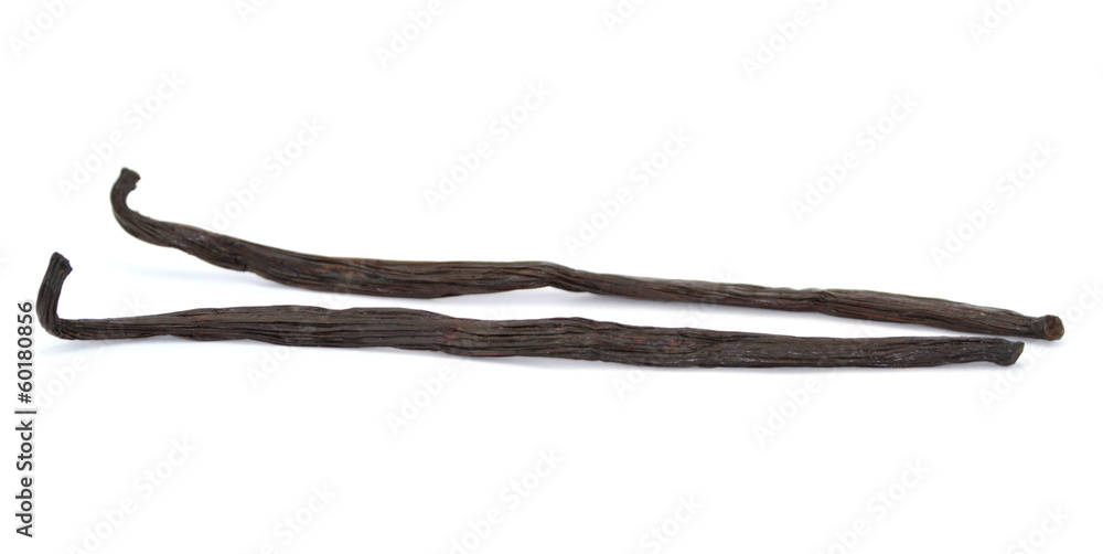 Vanilla sticks isolated on white background.