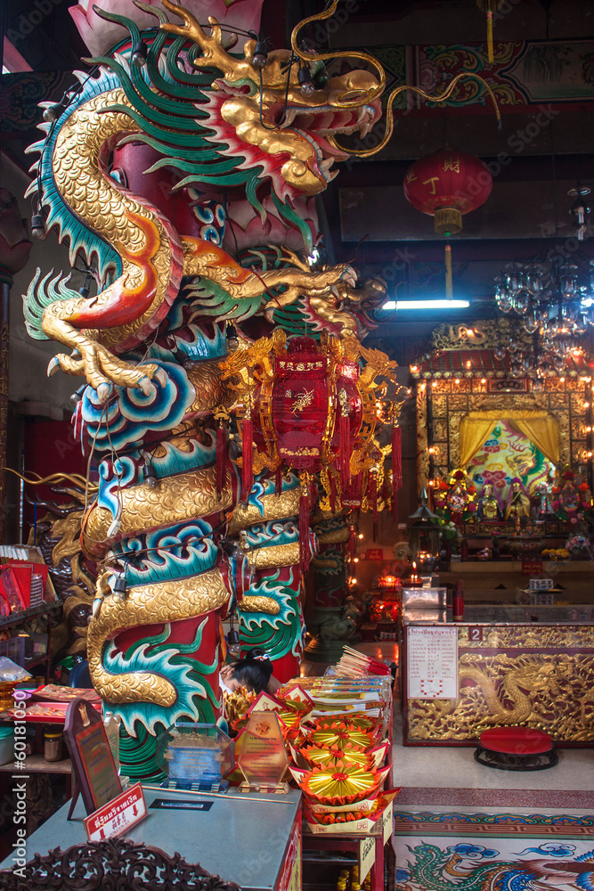 Interior of a Chinese temple in Chiang Mai, Thailand