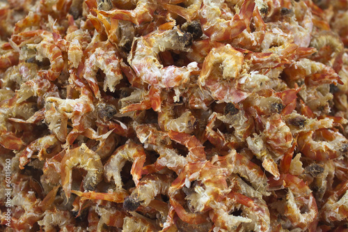 Dried shrimps at market in Hanoi, Vietnam