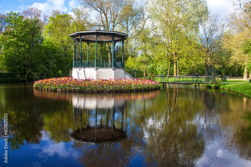 Photography Pond and tulips in Vondelpark, Amsterdam