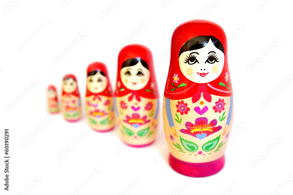 Russian toy matrioska isolated on white background