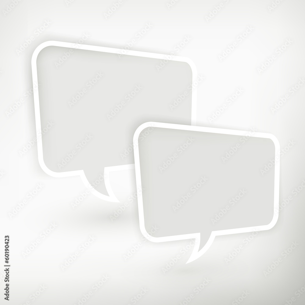 Two square speech bubbles on white, vector illustration Two square speech bubbles on white, vector illustration