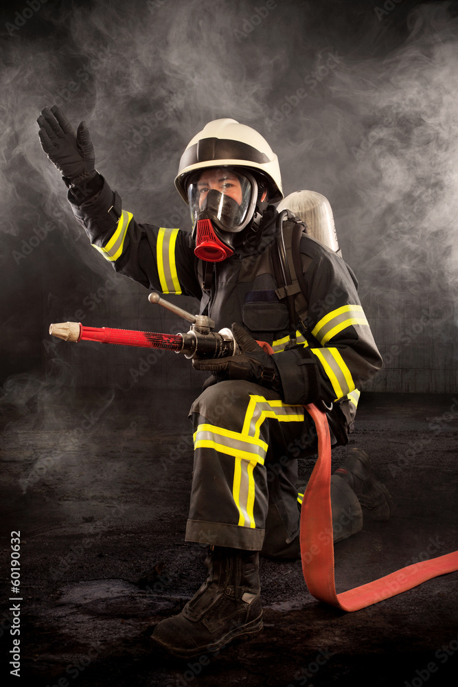 Fototapeta premium Firefighter at work