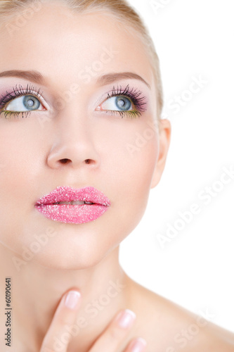 portrait of Beautiful woman With Orchid Flower in her hair