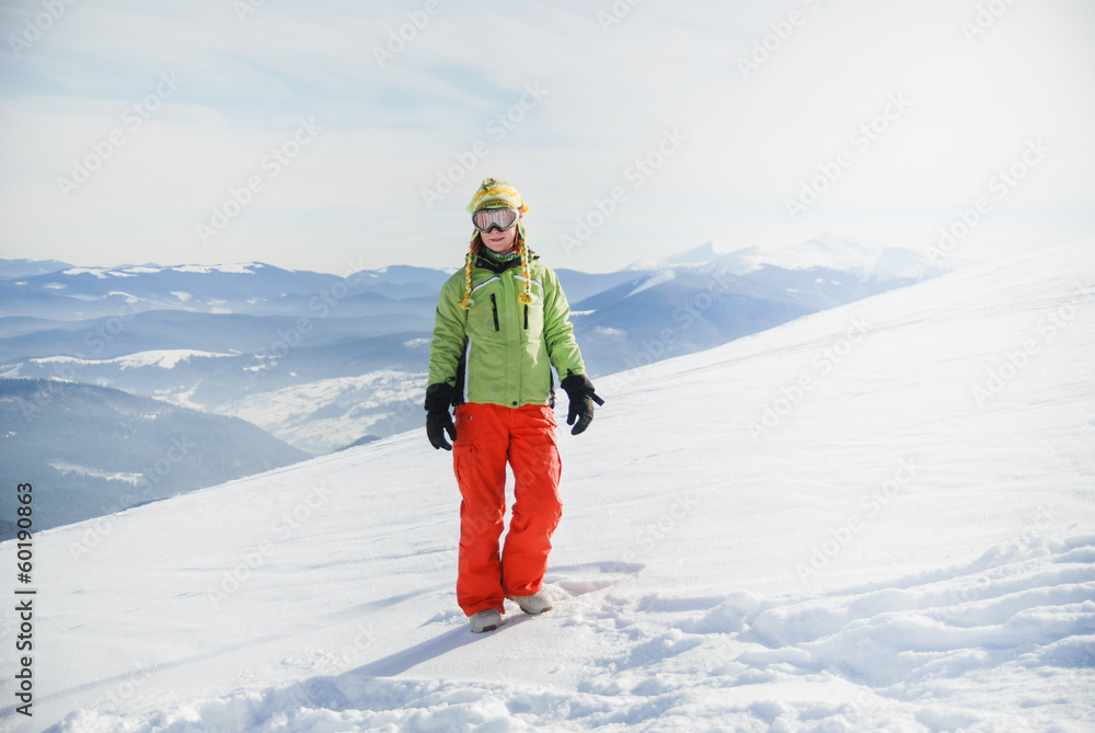 portrait of a female snowboarder