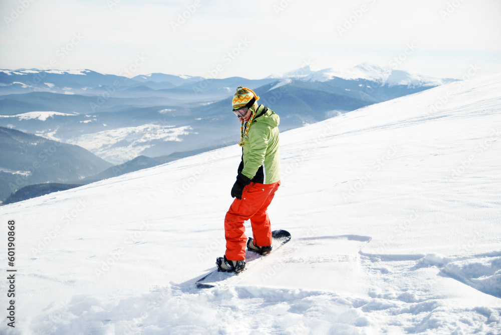 portrait of a female snowboarder