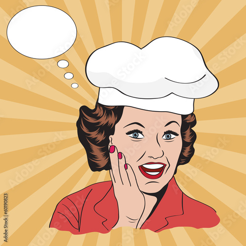 Lady Chef,  retro illustration