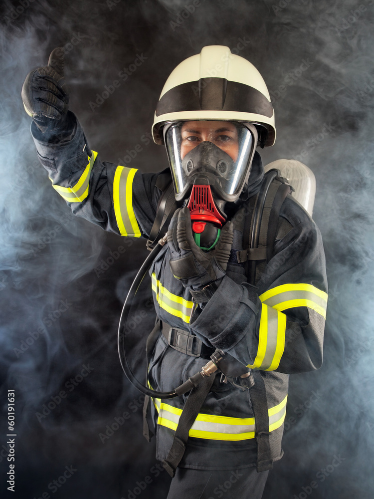 Fototapeta premium Firefighter in protective gear