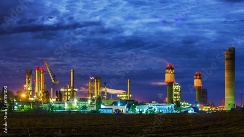 Night view of a plant for the ammonia production timelapse