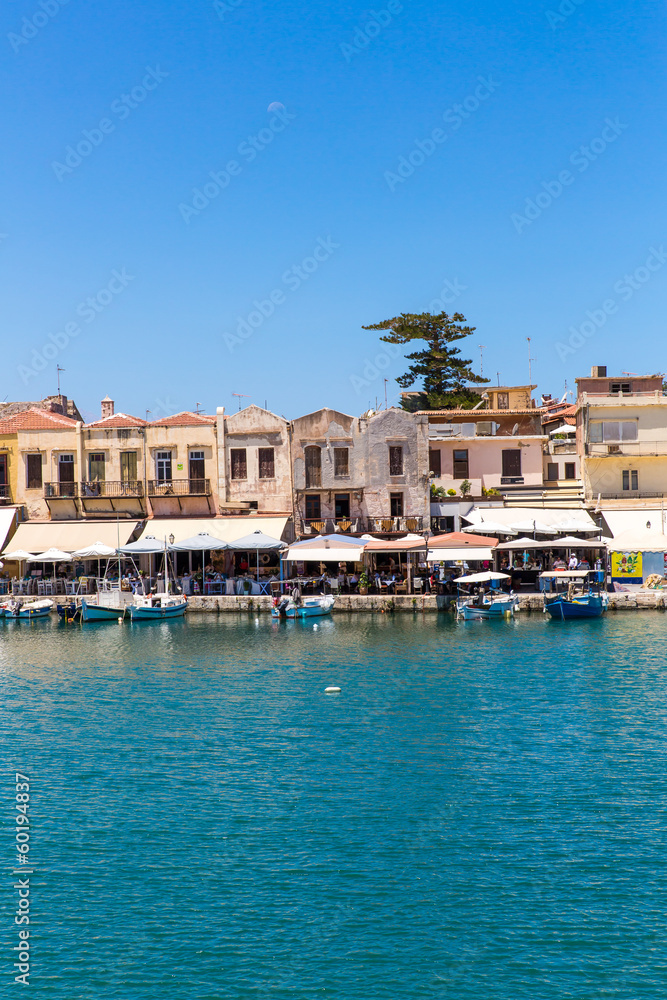Old  venetian harbor in Rethymno, Crete, Greece