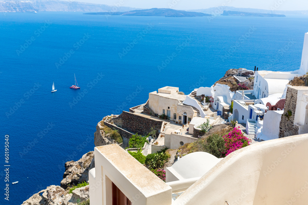 View of Fira town - Santorini island,Crete,Greece. - obrazy, fototapety, plakaty 