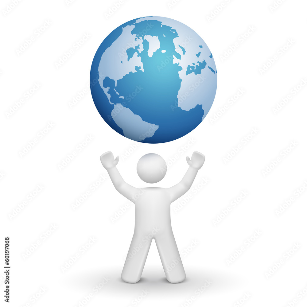 3d person looking up at a global 3d person looking up at a global