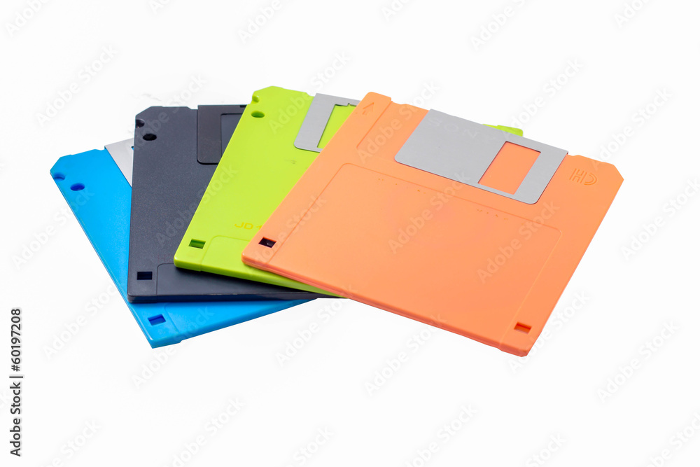 Colored diskettes isolated on white background. Colored diskettes isolated on white background.